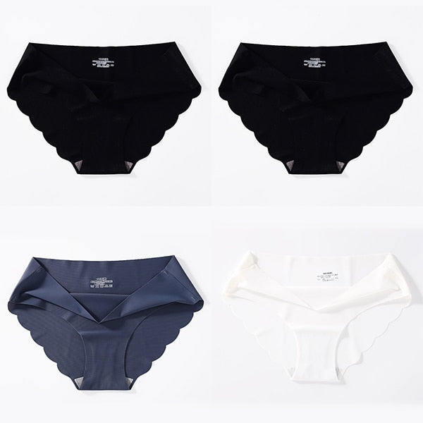 4 PCS/Lot Seamless Panties For Women Plain Panties Slip Silk Female Underwear Soft Thin Light Panti Culotte Femme Underpants
