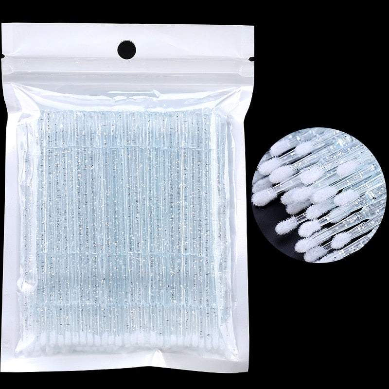 Crystal Disposable Eyelash Brushes Swab Microbrushes Eyelash Extension Tools Individual Eyelashes Removing Tools Applicators