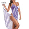 YILINHAN New  Fashion Scarf Women Bathing Suit Bikini Swimwear Striped Sling Cover Up Backless Beach Maxi Dress Wrap Pareo