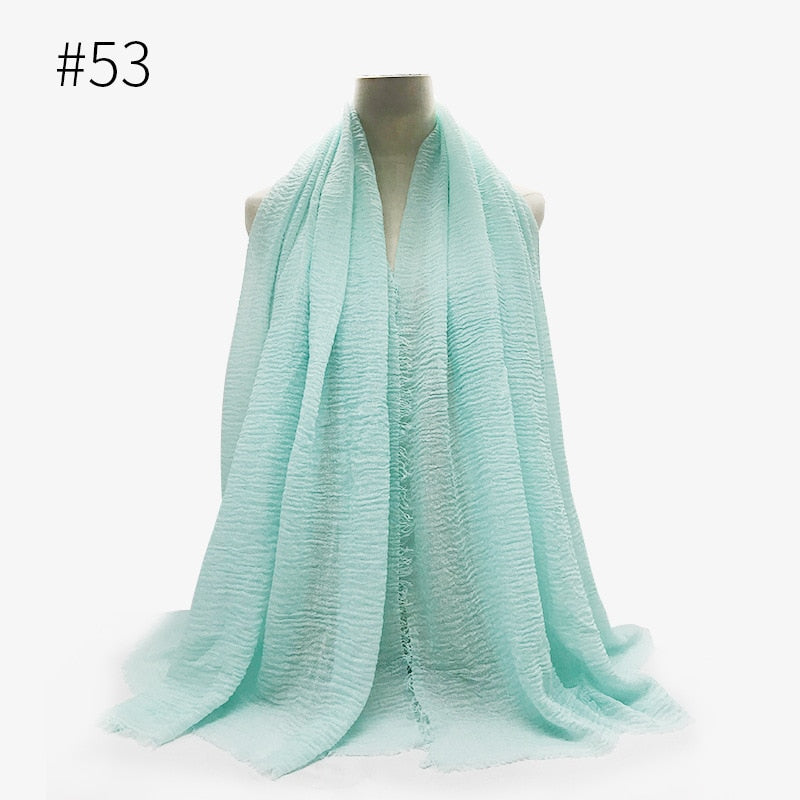 180X95CM Women Classic Muslim Crinkle Hijab Scarf Soft Cotton Head Scarves Turban Shawls Wraps Islamic Headband Femme Musulman