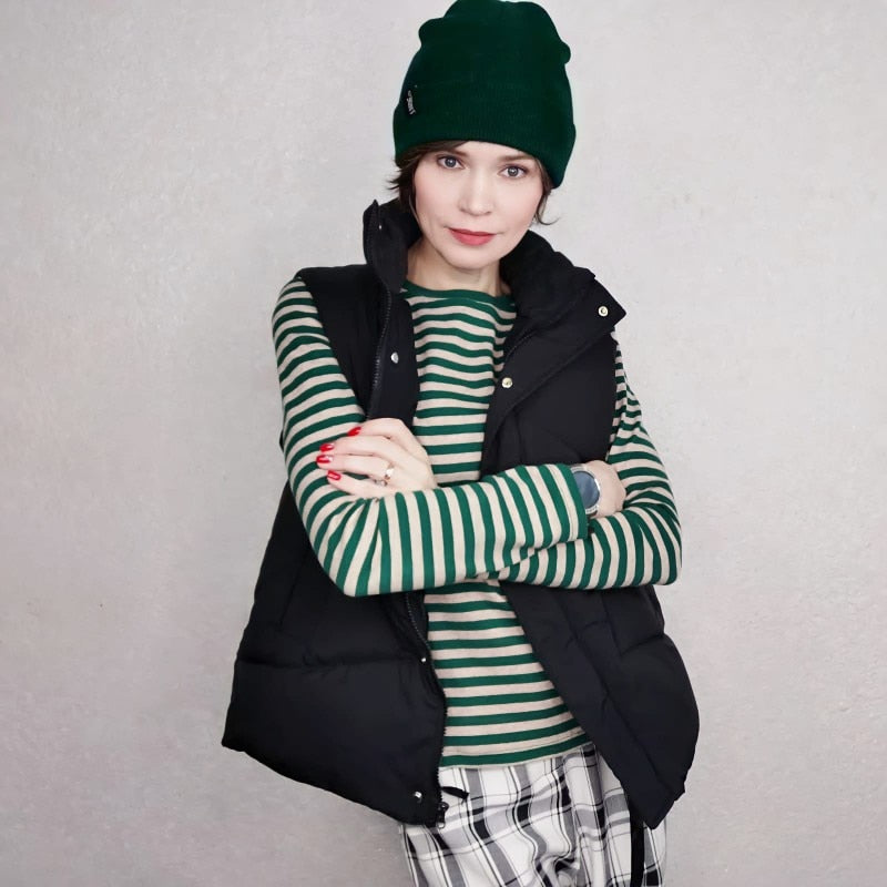 Plus size Winter Down Puffer Vest Women Casual All-match Sleeveless jacket Winter Long Bodywarm waistcoat Winter Sleeveless