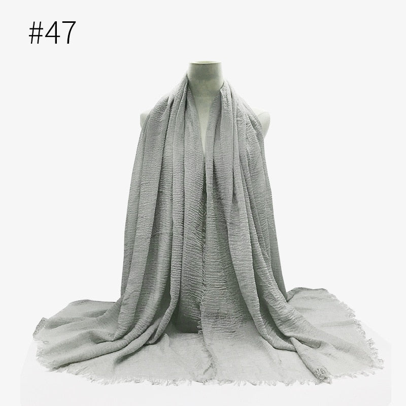 180X95CM Women Classic Muslim Crinkle Hijab Scarf Soft Cotton Head Scarves Turban Shawls Wraps Islamic Headband Femme Musulman