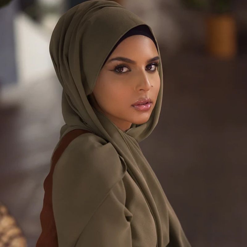 Muslim new Bubble Chiffon Hijab Scarf Women Solid Color Soft Long Shawls and Wraps Georgette Islamic Head Scarves Ladies Hijabs