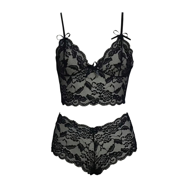 Sexy Lingerie Underwear Suits For Women Black Shorts Solid Lace White Vest Camisole Tube Top Panties Flower Printed Christma