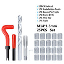 XCAN Thread Repair Tool 25pcs M3/M4/M5/M6/M7/M8/M10/M12/14 for Restoring Damaged Thread Spanner Wrench Twist Drill Bit Hand Tool
