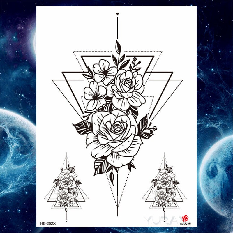 Girls Bracelet Chains Rose Tattoo Stickers Butterfly Body Arm Totem Tattoos Temporary Women Wrist Sexy Black Fake Tatoos