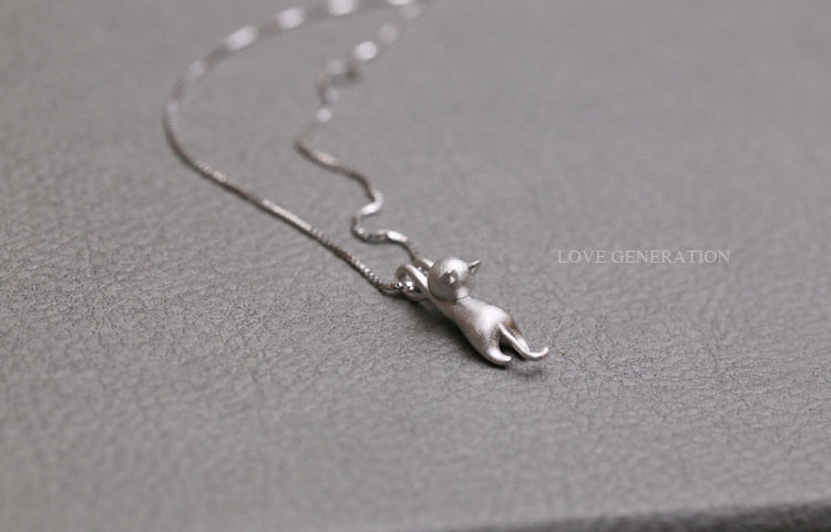 925 Sterling Silver  Cute cat Necklaces &amp; Pendants For Women Fashion Lady Festival Gift Sterling-silver-jewelry