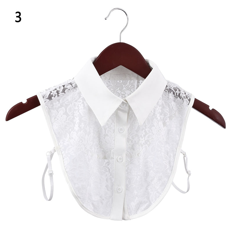 Fashion White Black Lace Fake Collar Blouse Vintage Detachable Shirt False Collar Lapel Blouse Top Women Clothes Accessories