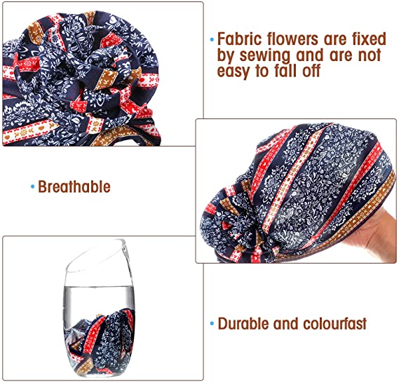 Pastoral Floral Print Turban Women National Wind Muslim Hat Bandana Chemotherapy Hat Sleep Caps Beanies Headwrap Fashion Casual