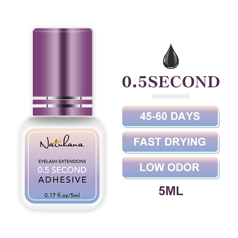 NATUHANA 5ml 1 Second Fast Drying Strong False Eye Lash Extension Glue Adhesive Retention 5-7 Weeks Low Smell Mink Eyelash Glue