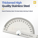 180 Degree Protractor Metal Angle Finder Angle Ruler Woodworking Tools Measuring Ruler Angle Meter Stainless Steel Goniometer