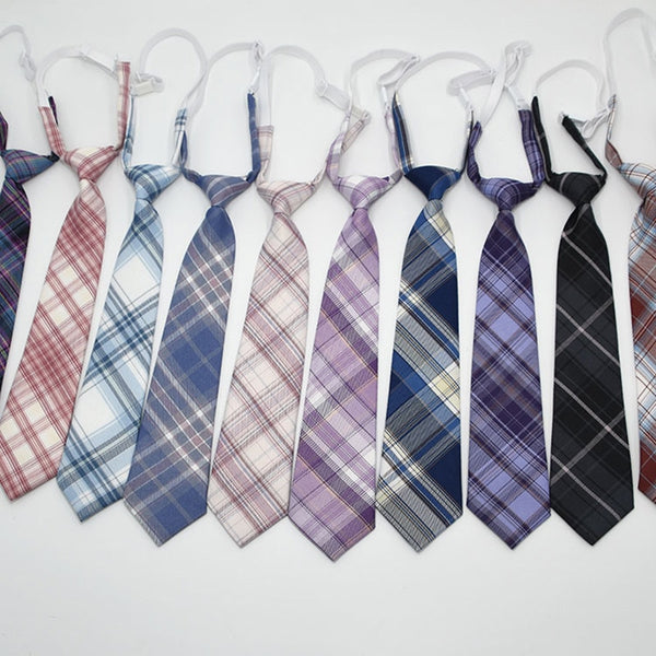 Lazy JK Ties Women Plaid Neck Tie Girls Japanese Style for Jk Uniform Cute Necktie Plaid Uniform School Accessories