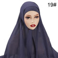 Muslim Chiffon Scarf For Women Fashion Veil Instant Hijab Wrap Headscarf Islam Solid Color Cap Musulman Wrap Scarves 25 Colors