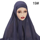 Muslim Chiffon Scarf For Women Fashion Veil Instant Hijab Wrap Headscarf Islam Solid Color Cap Musulman Wrap Scarves 25 Colors