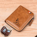 2021 Fashion Men&#39;s Coin Purse Wallet RFID Blocking Man Leather Wallet Zipper Business Card Holder ID Money Bag Wallet Male