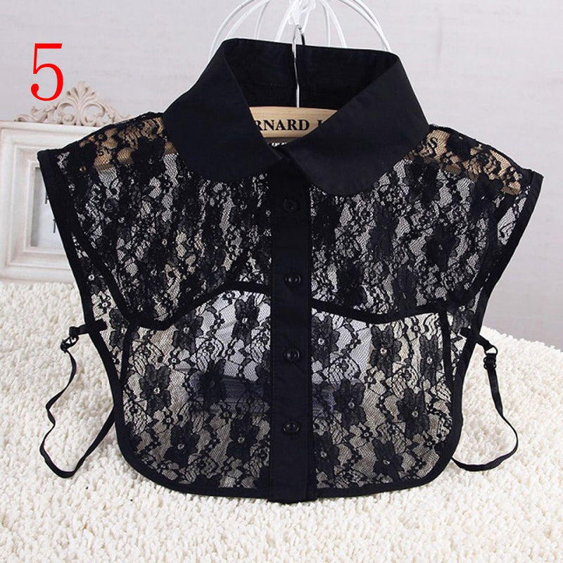 Fashion White Black Lace Fake Collar Blouse Vintage Detachable Shirt False Collar Lapel Blouse Top Women Clothes Accessories