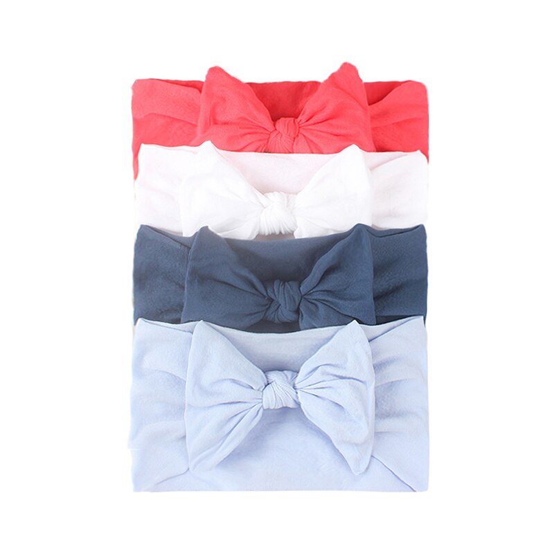 3/4/5/6Pcs/set Cute Bowknot Baby Headband Turban Solid Color Newborn Baby Girls Elastic Hair Bands Soft Nylon Hair Accessories