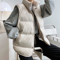 2022 Women Vest Coat Stand Collar Winter Women Warm Coat Oversize Tops Beige Vest Chaleco Mujer Gilet Casaco Feminino