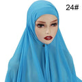Muslim Chiffon Scarf For Women Fashion Veil Instant Hijab Wrap Headscarf Islam Solid Color Cap Musulman Wrap Scarves 25 Colors