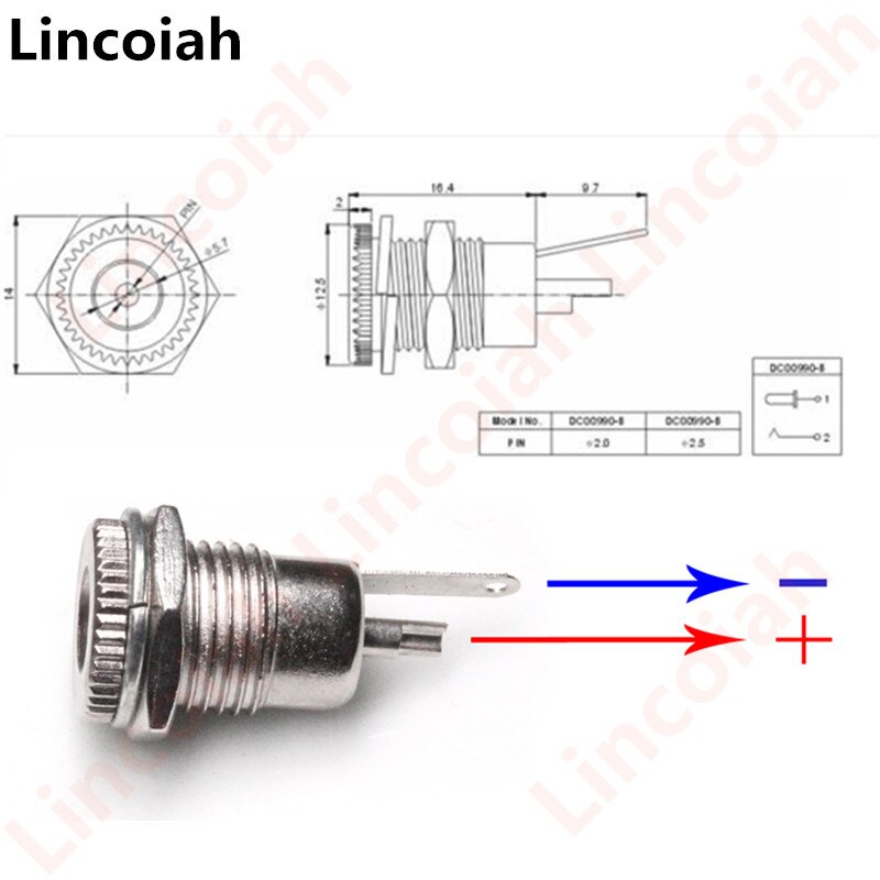 1/2/5Pcs/Set DC099 5.5 mm x 2.1mm DC Power Jack Socket Female Panel Mount Connector metal 5.5*2.1