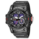 2022 New SMAEL Dual Time Men Watches 50m Waterproof Military Watches for Male 8007 Shock Resisitant Sport Watches Gifts Wtach