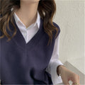 Fashion Autumn Winter Sleeveless Sweaters Vest Women V-neck Solid Simple Slim All-match Casual Korean Style Teens Sweater Tops