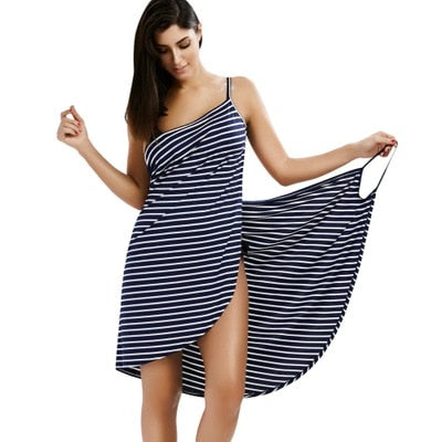 YILINHAN New  Fashion Scarf Women Bathing Suit Bikini Swimwear Striped Sling Cover Up Backless Beach Maxi Dress Wrap Pareo