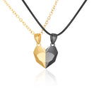 2Pcs/Lot Magnetic Couple Necklace Friendship Heart Pendant Distance Faceted Charm Necklace Women Valentine&
