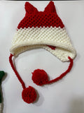 BomHCS Cute Fox Ears Beanie Winter Warm 100% Handmade Knit Hat