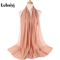 Muslim 2021 New Chiffon Hijab Scarf Women Solid Color Soft Long Shawls and Wraps Islamic Head Scarves Fashion turbante mujer