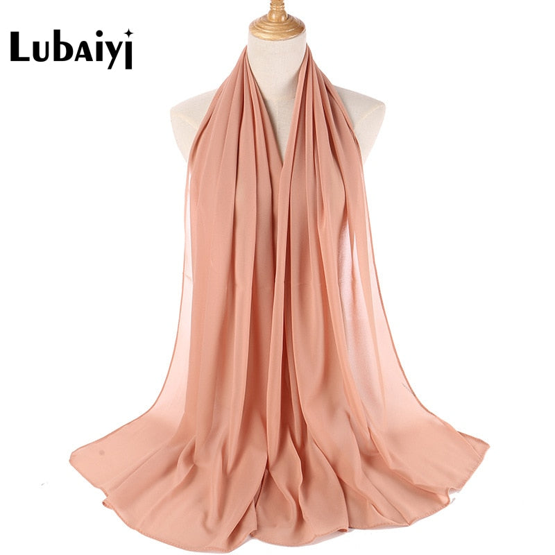 Muslim 2021 New Chiffon Hijab Scarf Women Solid Color Soft Long Shawls and Wraps Islamic Head Scarves Fashion turbante mujer