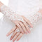 Bridal Gloves Elegant Short White Lace Rhinestone Women&#39;s Fingerless Gloves Wedding Accessories