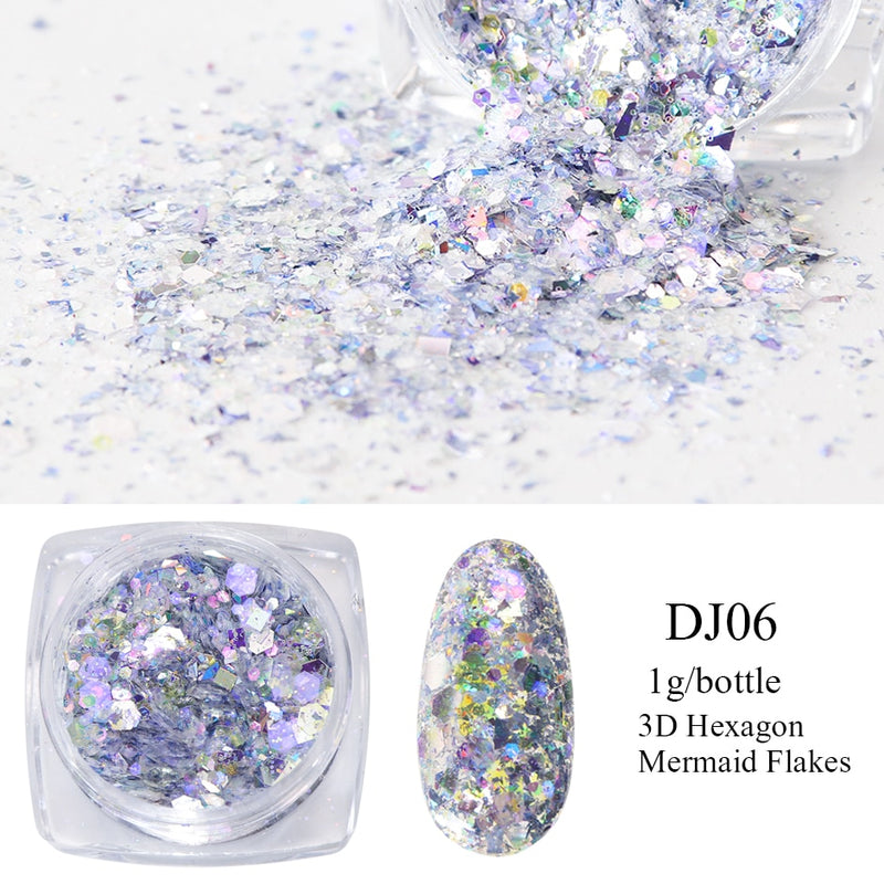 Crystal Fire Opal Flakes Nail Sequins Purple Holographic Glitter DIY Chrome Powder for Spring Nails Manicure Paillettes GL1857
