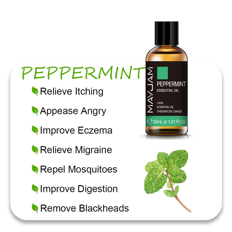 MAYJAM 10ml 30ml 100ml Essential Oils For Humidifier Diffuser Lavender Jasmine Eucalyptus Ylang Ylang Vanilla Tea Tree Aroma Oil