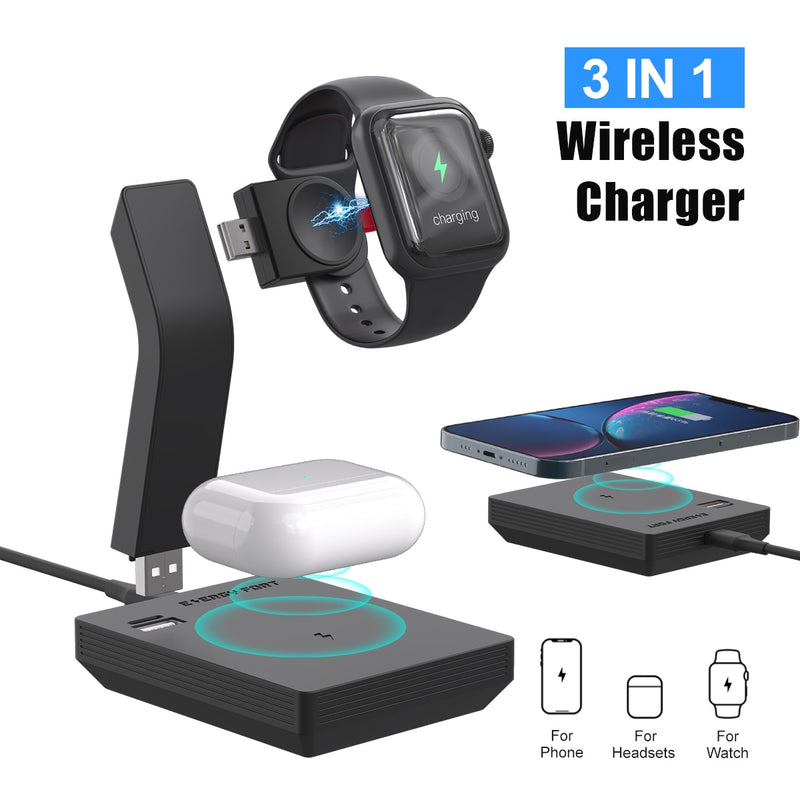 3 in 1 Wireless Charger Stand 15W Qi Fast Charging Dock Station for Apple Watch iWatch 7 AirPods Pro For iPhone 13 12 XS 8 Plus