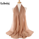 Muslim 2021 New Chiffon Hijab Scarf Women Solid Color Soft Long Shawls and Wraps Islamic Head Scarves Fashion turbante mujer