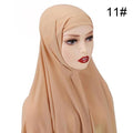 Muslim Chiffon Scarf For Women Fashion Veil Instant Hijab Wrap Headscarf Islam Solid Color Cap Musulman Wrap Scarves 25 Colors