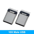 10PCS USB 3.1 Type-C Connector 12 24 Pins Female/Male Socket Receptacle Adapter to Solder Wire &amp; Cable 24 Pins Support PCB Board