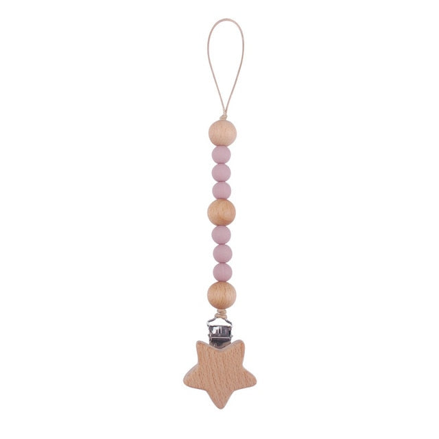 2021New Baby Pacifier Clip Newborn Linen Cotton Animal Wooden Pacifier Chain Nipple Soother Dummy Eco-friendly Material Holder