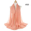 Muslim Bubble Chiffon Hijab Scarf Women Solid Color Soft Long Shawls and Wraps Georgette Head Scarves Ladies Hijabs