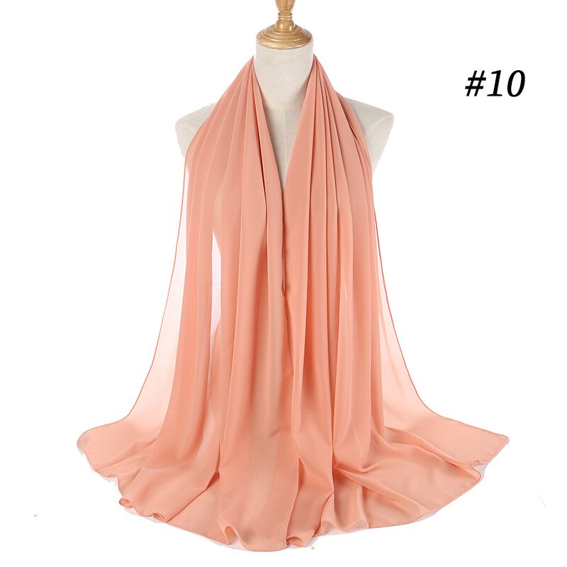 Muslim Bubble Chiffon Hijab Scarf Women Solid Color Soft Long Shawls and Wraps Georgette Head Scarves Ladies Hijabs