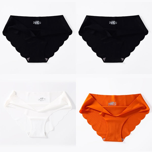 4 PCS/Lot Seamless Panties For Women Plain Panties Slip Silk Female Underwear Soft Thin Light Panti Culotte Femme Underpants