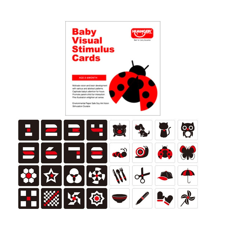 0-36M Baby Early Education Card Black And White Cards  Color Training Visual Stimulation Montessori Shape Animal Cognitive Toys