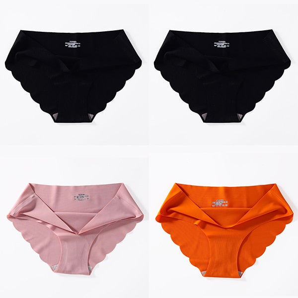 4 PCS/Lot Seamless Panties For Women Plain Panties Slip Silk Female Underwear Soft Thin Light Panti Culotte Femme Underpants
