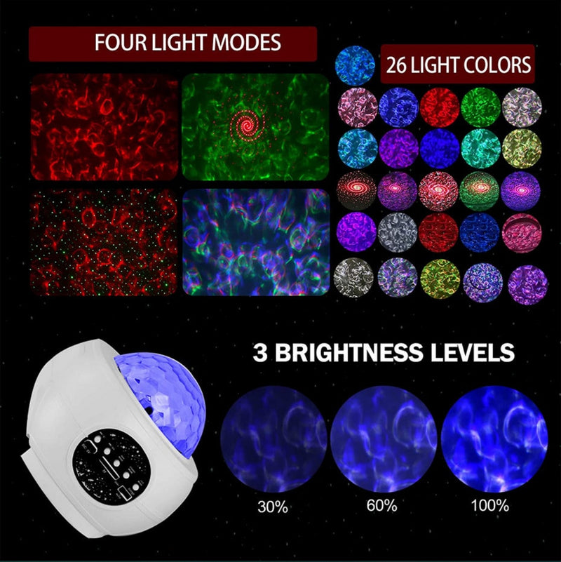 LED Starry Sky Projector Night Light Galaxy Star Projector Ocean Wave Night Lamp With Music Bluetooth Speaker For Childrens