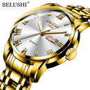 BELUSHI Top Brand Luxury Mens Watches Luminous Waterproof Stainless Steel Watch Quartz Men Date Calendar Business Wristwatch