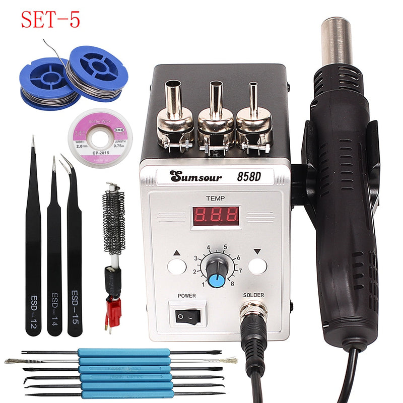 Hot Air Gun 858D 700W BGA Rework Solder Station Soldering Heat Air Gun Station 220V / 110V For SMD SMT Welding Repair With Gifts