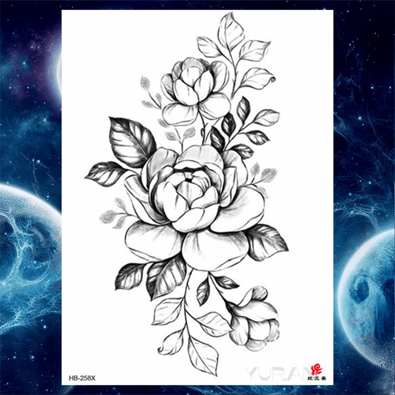 Girls Bracelet Chains Rose Tattoo Stickers Butterfly Body Arm Totem Tattoos Temporary Women Wrist Sexy Black Fake Tatoos