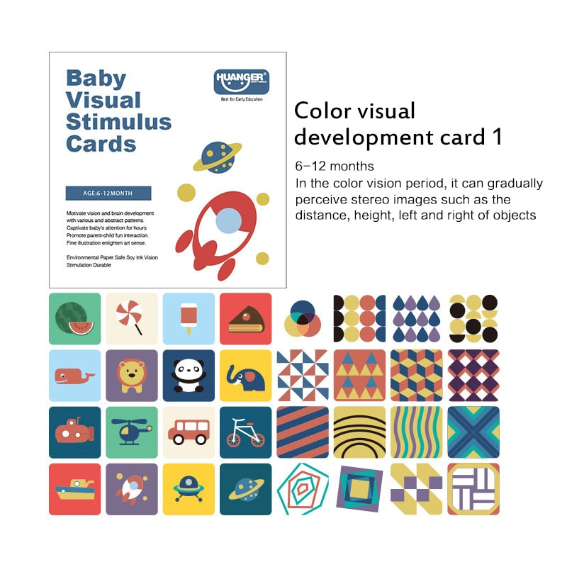 0-36M Baby Early Education Card Black And White Cards  Color Training Visual Stimulation Montessori Shape Animal Cognitive Toys
