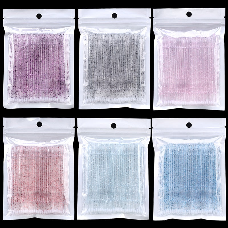 Crystal Disposable Eyelash Brushes Swab Microbrushes Eyelash Extension Tools Individual Eyelashes Removing Tools Applicators